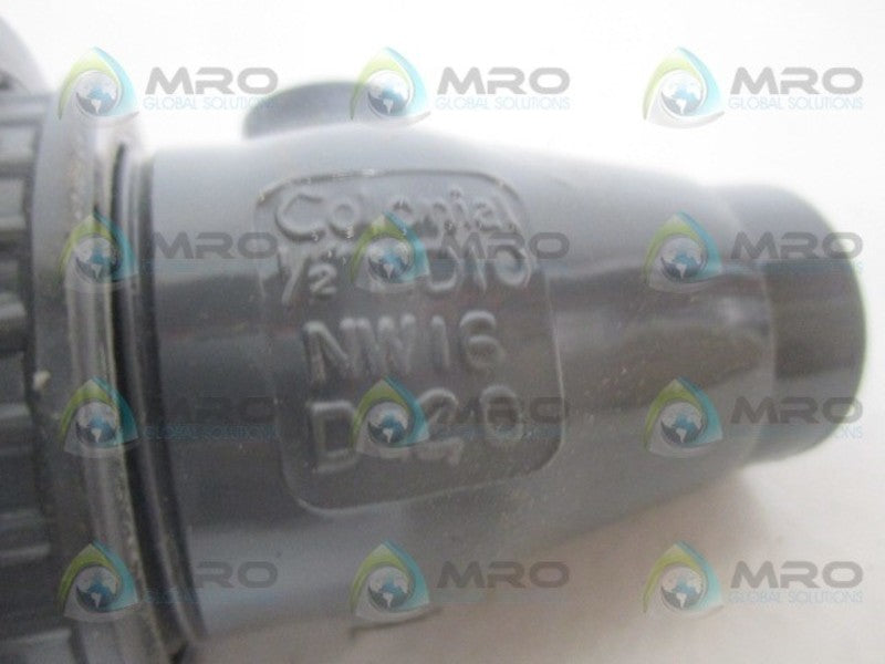 COLONIAL NW16DA20 PVC VALVE WITH STRAINER 1/2" *NEW NO BOX*
