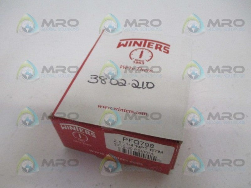 WINTERS PFQ798 PRESSURE GAUGE 30"-0-30PSI *NEW IN BOX*