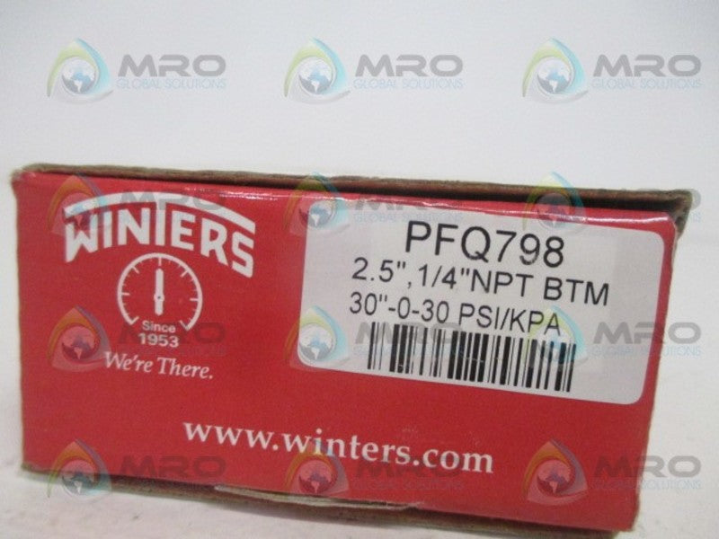 WINTERS PFQ798 PRESSURE GAUGE 30"-0-30PSI *NEW IN BOX*