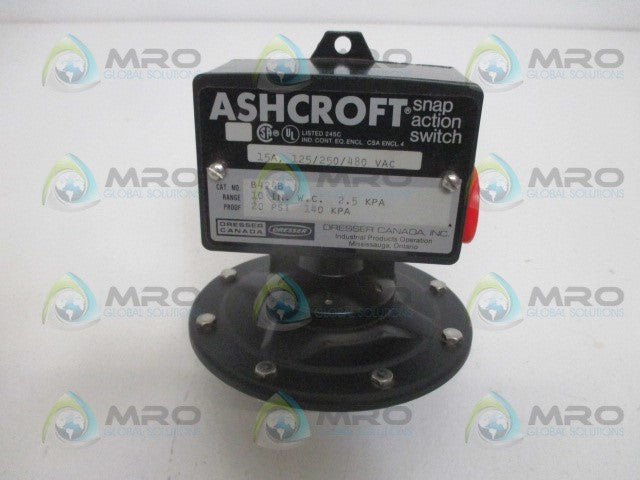ASHCROFT B424B PRESSURE SWITCH 10" W.C 20PSI *NEW NO BOX*