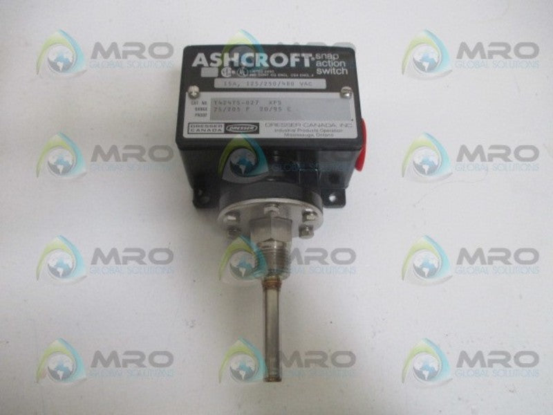 ASHCROFT T424TS-027XFS TEMPERATURE REGULATOR SWITCH 75/205F *NEW NO BOX*