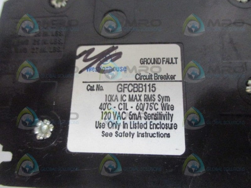 CUTLER HAMMER GFCBB115 CIRCUIT BREAKER 1P 15A 120VAC *USED*