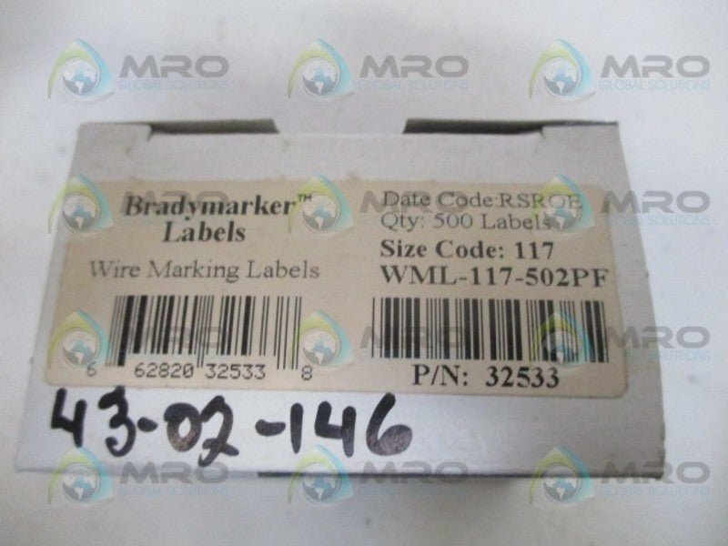 BRADY WML-117-502PF *NEW IN BOX*