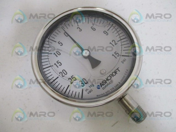 ASHCROFT 35-1009-SWL-02L-30IMV&15#-XGV PRESSURE GAUGE *NEW IN BOX*