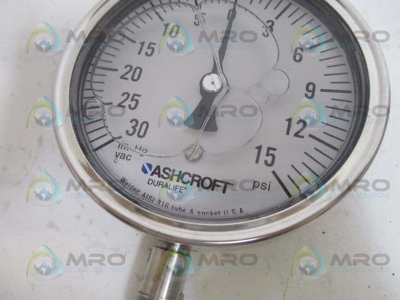 ASHCROFT 35-1009-SWL-02L-30IMV&15#-XGV PRESSURE GAUGE *NEW IN BOX*