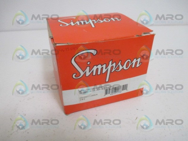 SIMPSON 17751 PANEL METER 0-100 A.C. AMPERES *NEW IN BOX*