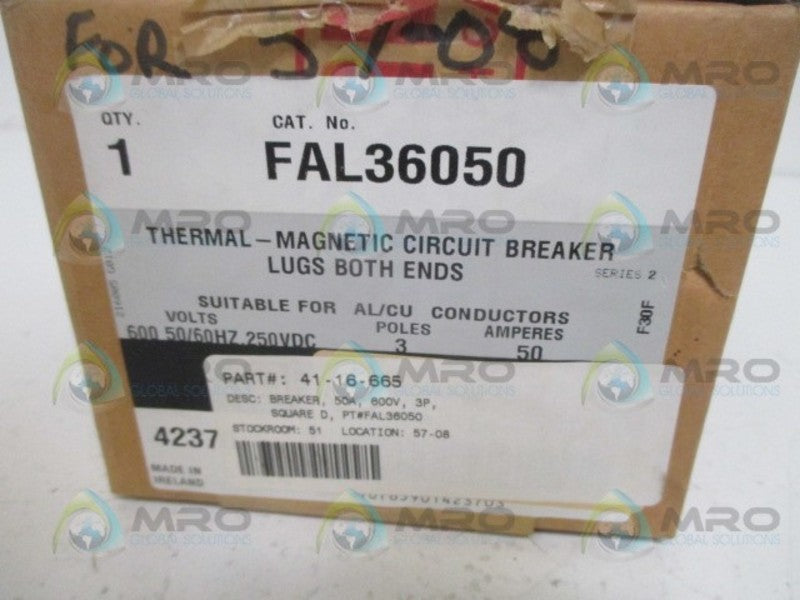 SQUARE D FAL36050 CIRCUIT BREAKER 50A *NEW IN BOX*