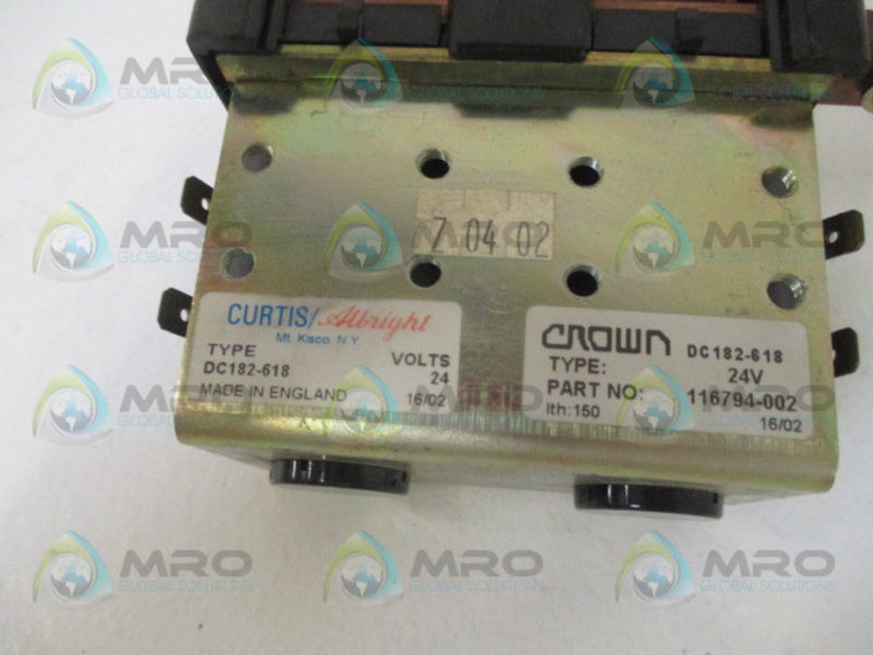 CROWN CURTIS DC182-618 CONTACTOR 24V*NEW NO BOX*