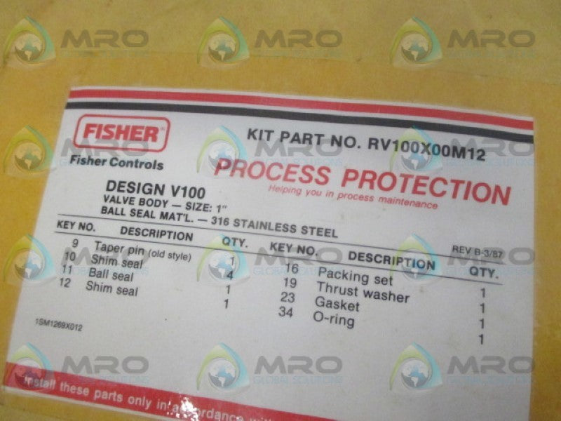 FISHER RV100X00M12 REPAIR KIT NSMP