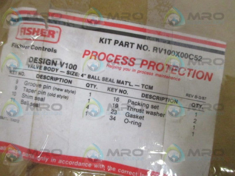 FISHER RV100X00C52 REPAIR KIT NSMP
