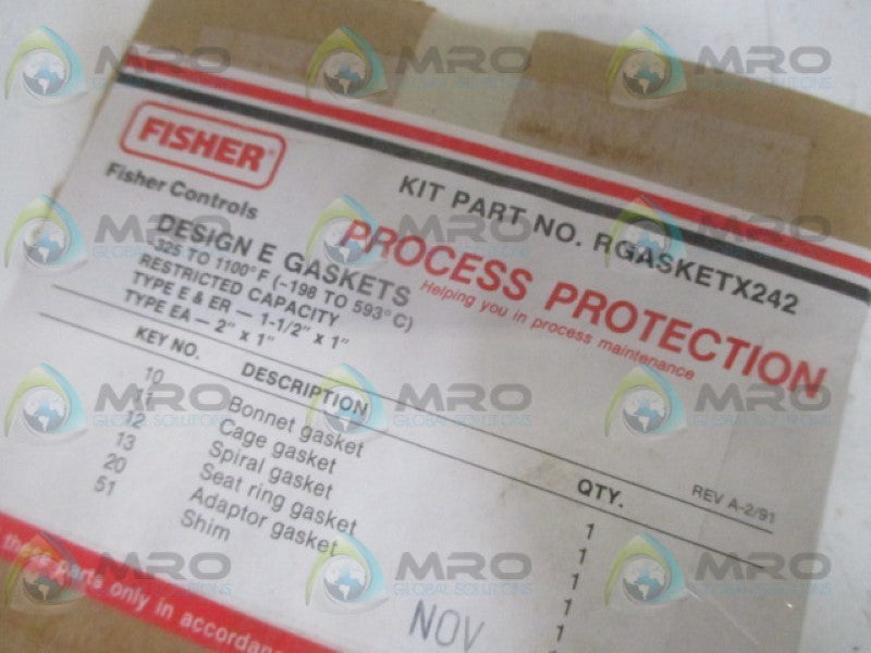 FISHER RGASKETX242 GASKET KIT *NEW IN ORIGINAL PACKAGE*