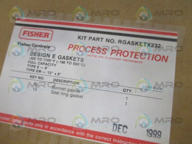 FISHER RGASKETX232 GASKET REPLACEMENT KIT *NEW IN ORIGINAL PACKAGE*