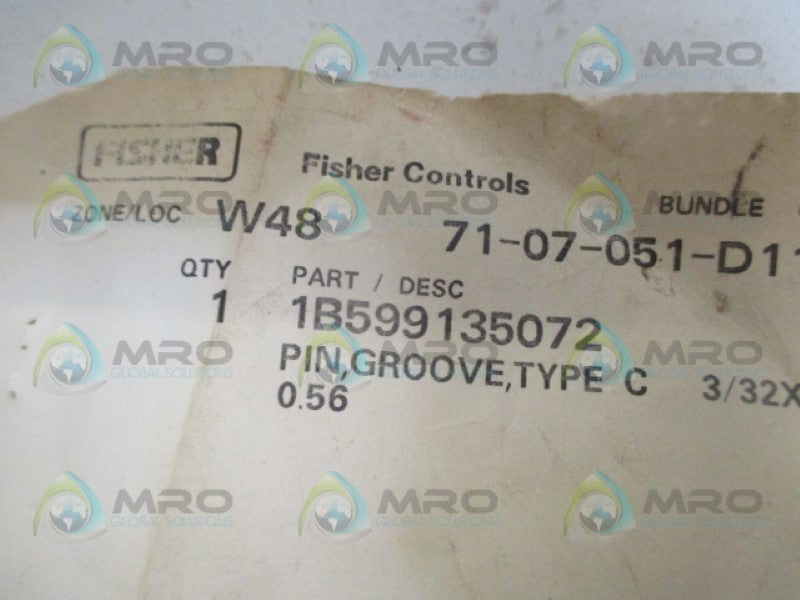 FISHER 1B599135072 GROOVE PIN *NEW NO BOX*
