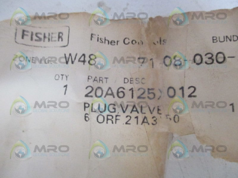 FISHER 20A6125X012 PLUG VALVE *NEW NO BOX*