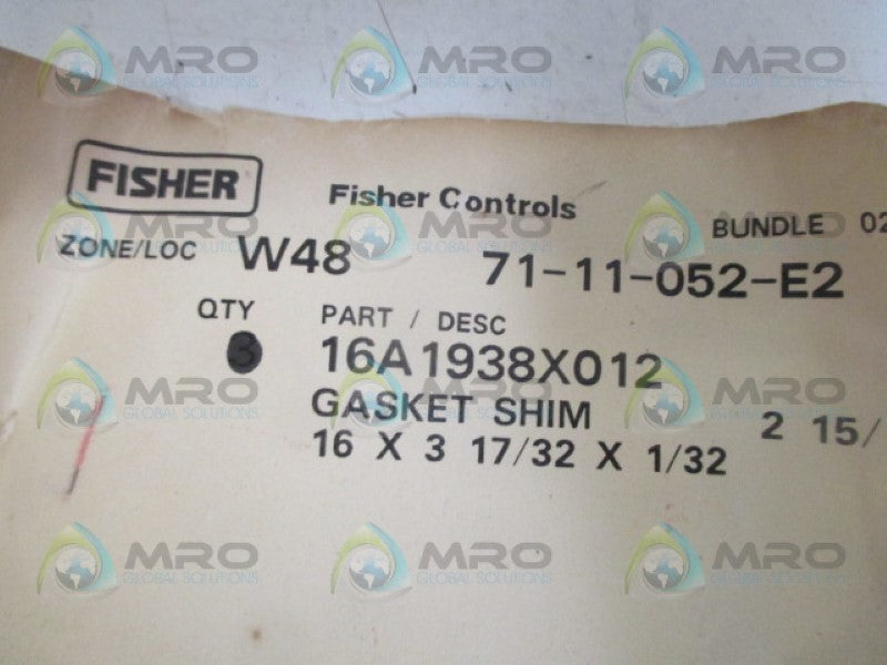 FISHER 16A1938X012 GASKET SHIM *NEW NO BOX*