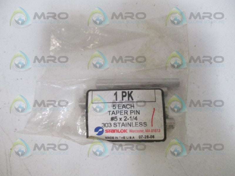 STANLOK #5X2-1/4 TAPER PIN (PKG OF 5) *NEW IN FACTORY BAG*