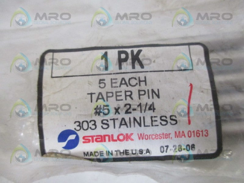 STANLOK #5X2-1/4 TAPER PIN (PKG OF 5) *NEW IN FACTORY BAG*