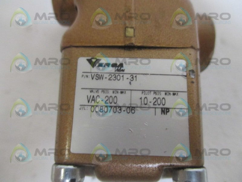 VERSA VALVE VSW-2301-31 PNEUMATIC VALVE *USED*
