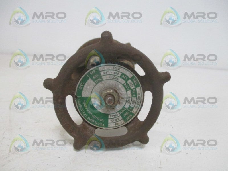 VOGT VALVE 12141 GATE VALVE 3/8" 100PSI *NEW NO BOX*