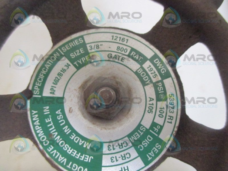VOGT VALVE 12161 GLOBE VALVE 3/8" 100PSIG *NEW NO BOX*