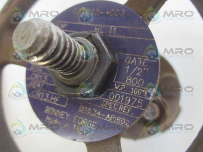 BONNEY FORGE HL11 GATE VALVE 1/2" *NEW NO BOX*