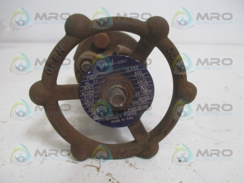 BONNEY FORGE 997666-0001 GATE VALVE HL11 1/2" *NEW NO BOX*