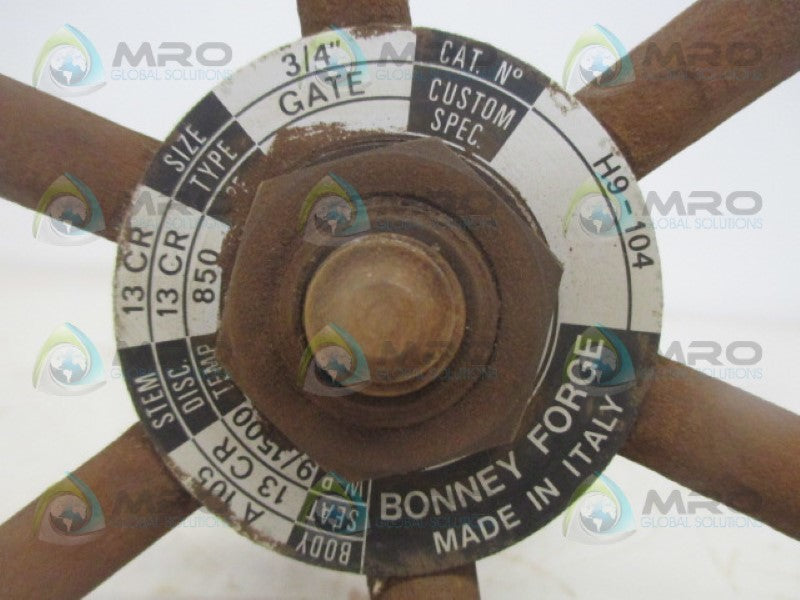 BONNEY FORGE H9-104 GATE VALVE 3/4" NSNP