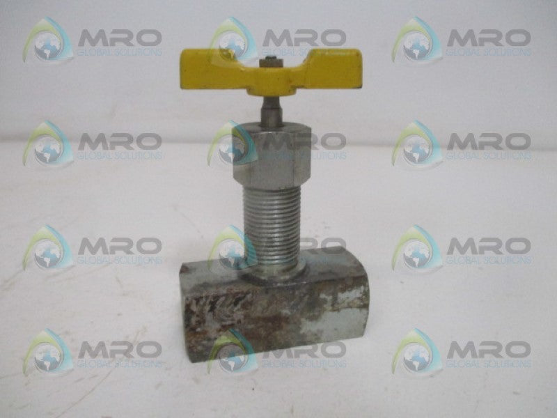INDUSTRIAL MRO N1514 NEEDLE VALVE 1/2" *USED*