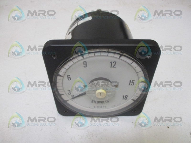 SIEMENS 077-08AA-PZWDCLS PANEL METER 0-18AC KV NSNP