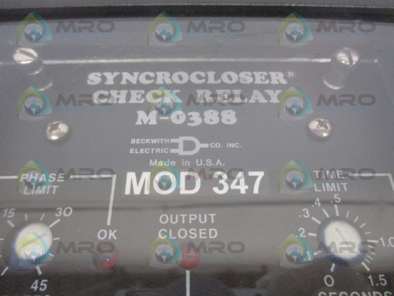 BECKWITH ELECTRIC M-0388 MOD347 SYNCROCLOSER CHECK RELAY *NEW NO BOX*