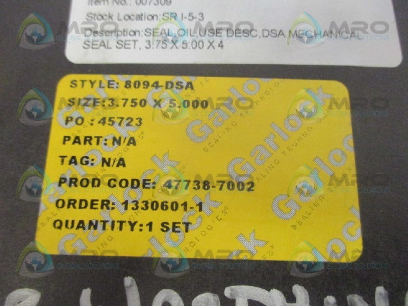 GARLOCK 8094-DSA SEAL SET 3.750X5.500 NSMP