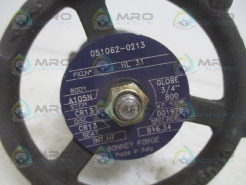 BONNEY FORGE 051062-0213 VALVE 3/4" NSNP