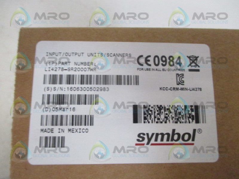 SYMBOL LI4278-SR20007WR INPUT/OUTPUT UNIT/SCANNER *NEW IN BOX*