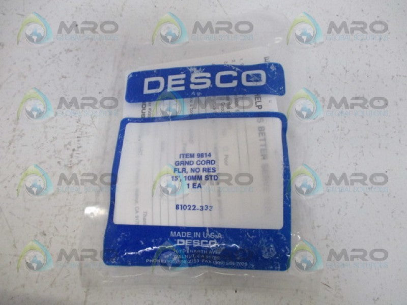 DESCO 9814 GROUNDING CORD 15FT *NEW IN FACTORY BAG*