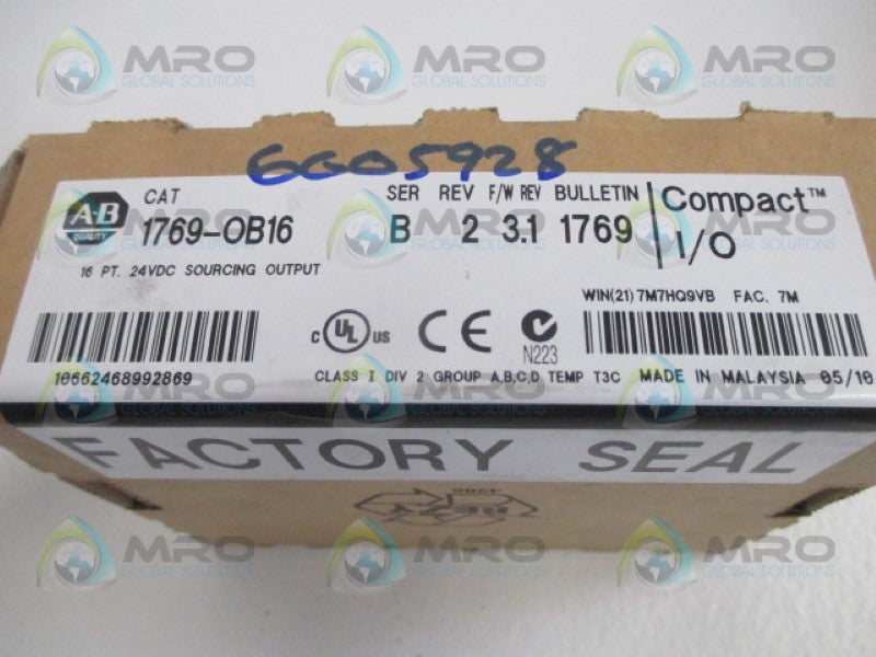 ALLEN BRADLEY 1769-OB16 SER. B F/W 3.1 DATE: 2010 *FACTORY SEALED*