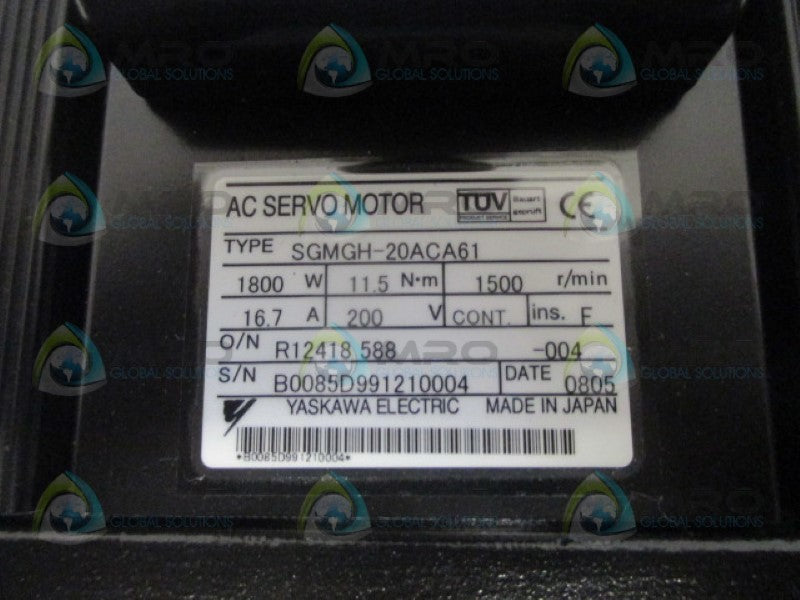 YASKAWA ELECTRIC SGMGH-20ACA61 AC SERVO MOTOR *NEW NO BOX*