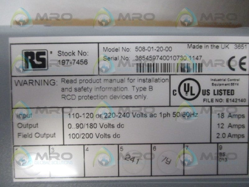 RS/ PARKER 197-7456 508-00-20-00 MOTOR CONTROLLER *NEW IN BOX*