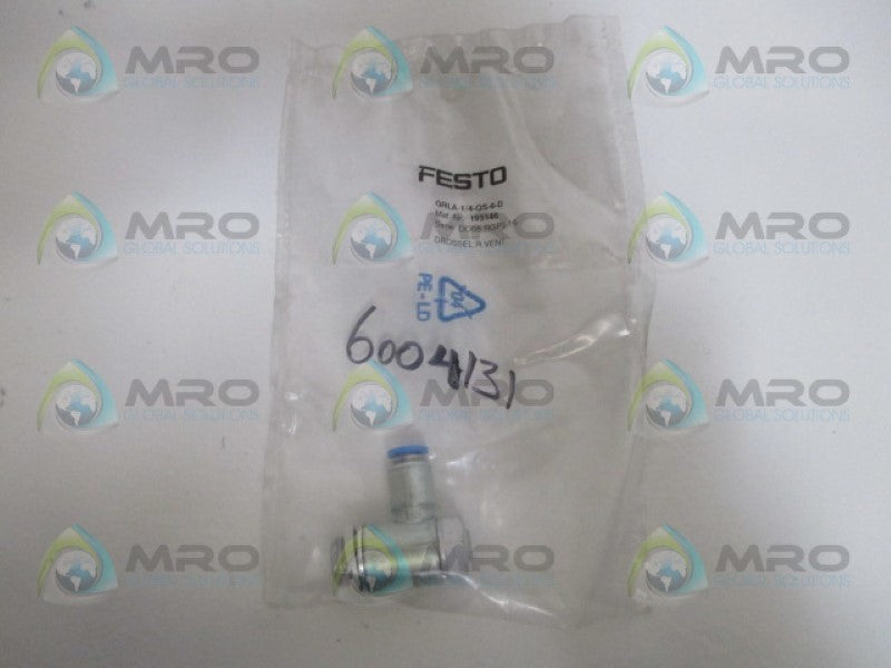 FESTO GRLA-1/4-QS-6-D CONTROL VALVE 193146 *NEW IN FACTORY BAG*
