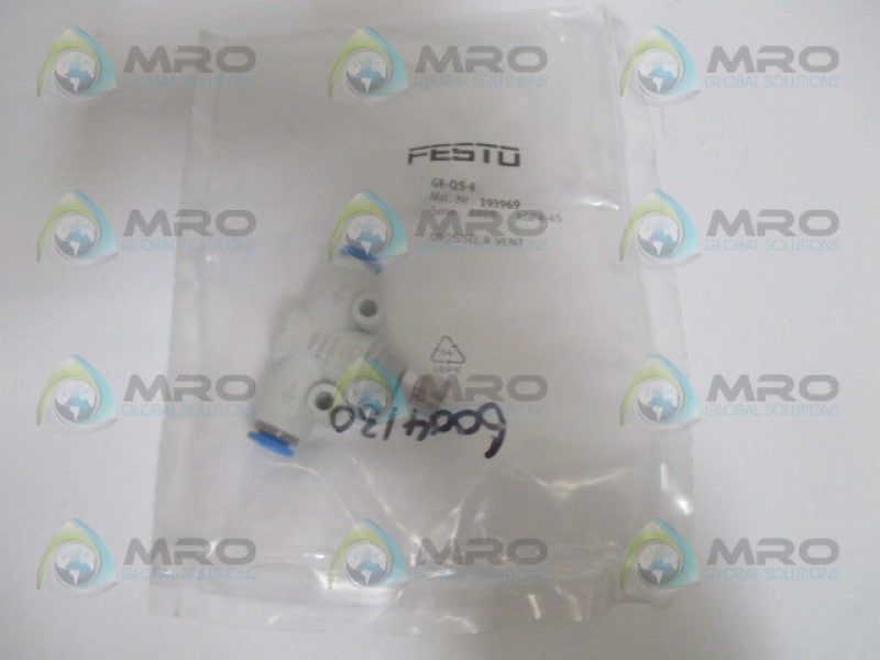 FESTO GR-QS-6 ONE WAY FLOW CONTROL VALVE 193969 *NEW IN FACTORY BAG*