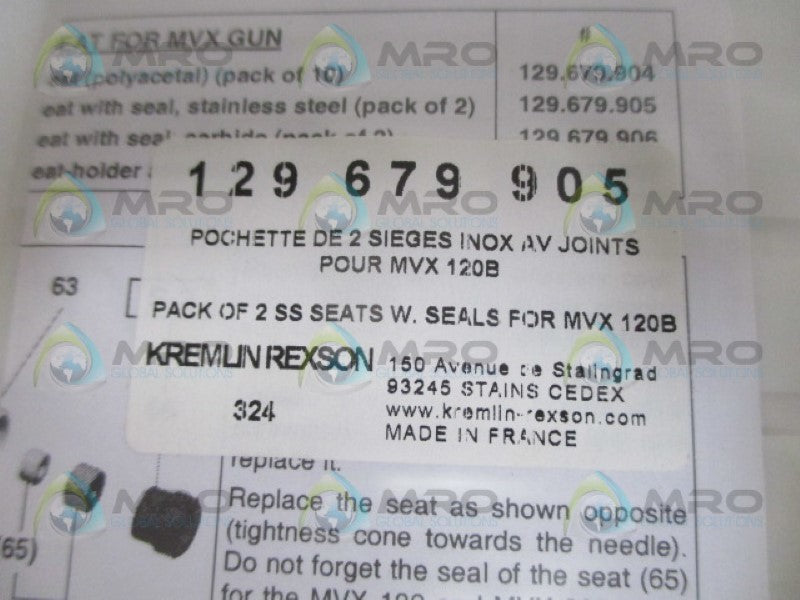 KREMLIN REXSON 324 SS SEATS WITH SEALS (PKG OF 2) *NEW IN FACTORY BAG*