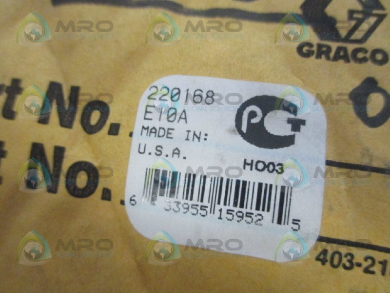 GRACO 220168 E10A AIR PISTON VALVE REPLACEMENT *NEW IN ORIGINAL PACKAGE*