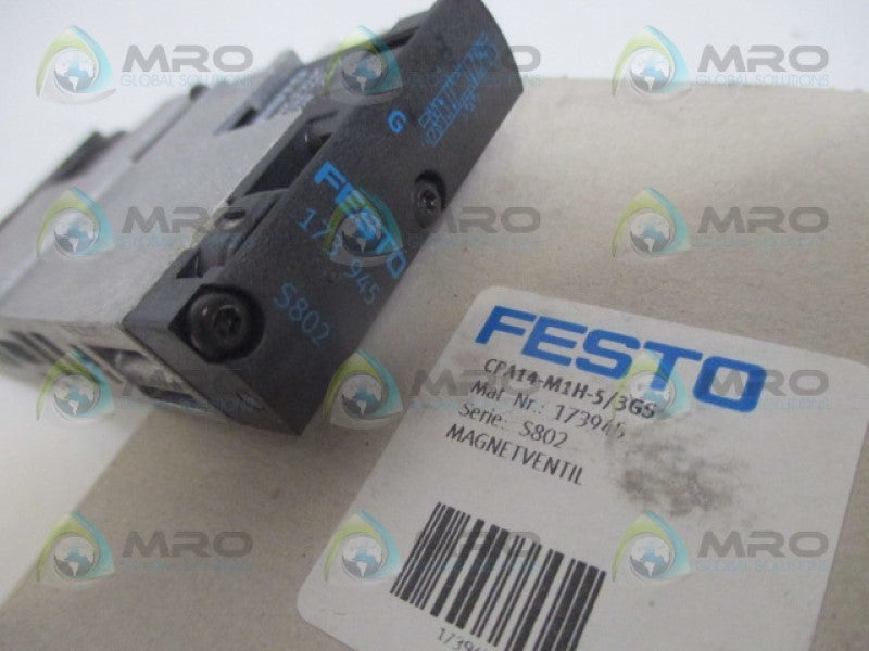 FESTO CPA14-M1H-5/3GS SOLENOID VALVE 173945 *NEW IN BOX*