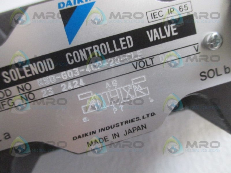 DAIKIN KS0-G03-24CP-20-CLE CONTROLLED VALVE 24VDC NSNP