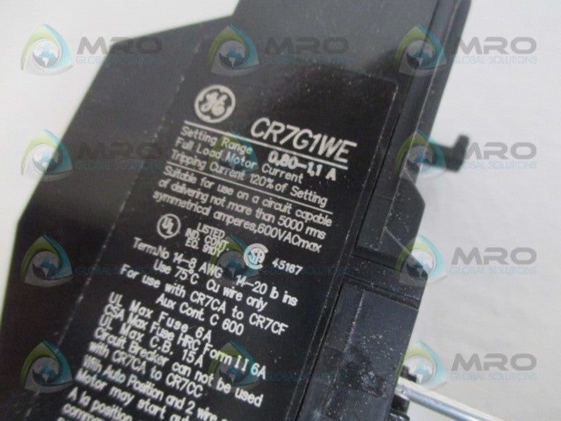 GENERAL ELECTRIC CR7G1WE OVERLOAD RELAY *USED*