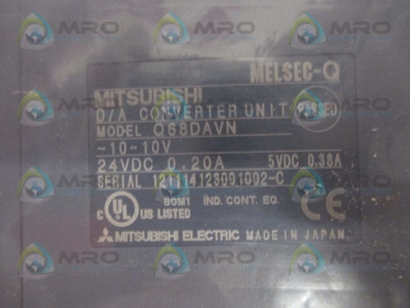 MITSUBISHI Q68DAVN D/A CONVERTER UNIT 24VDC *NEW IN BOX*