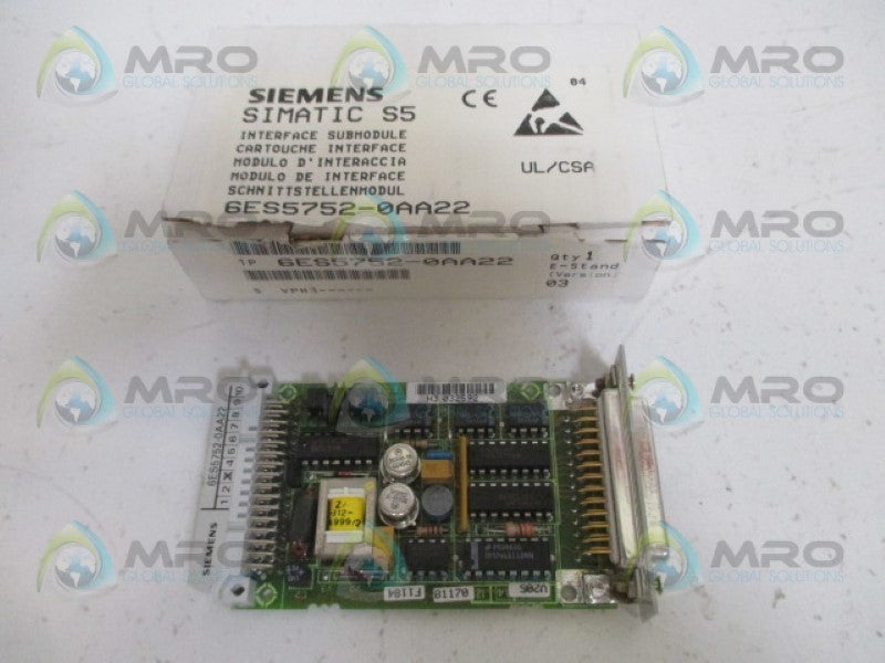 SIEMENS SIMATIC S5 6ES5752-0AA22 INTERFACE MODULE *NEW IN BOX*