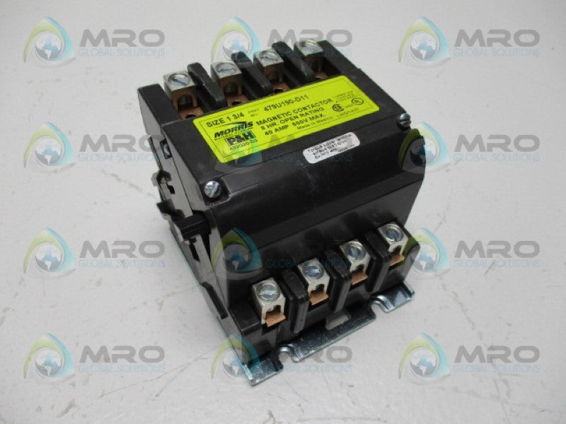 P&H MORRIS 479U190D11 MAGNETIC CONTACTOR 40A 120/240V SIZE 1-3/4" *NEW NO BOX*