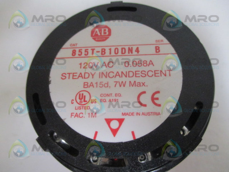 ALLEN BRADLEY 855T-B10DN4 SER. B RED LIGHT (MISSING ACCESSORIES) *NEW NO BOX*
