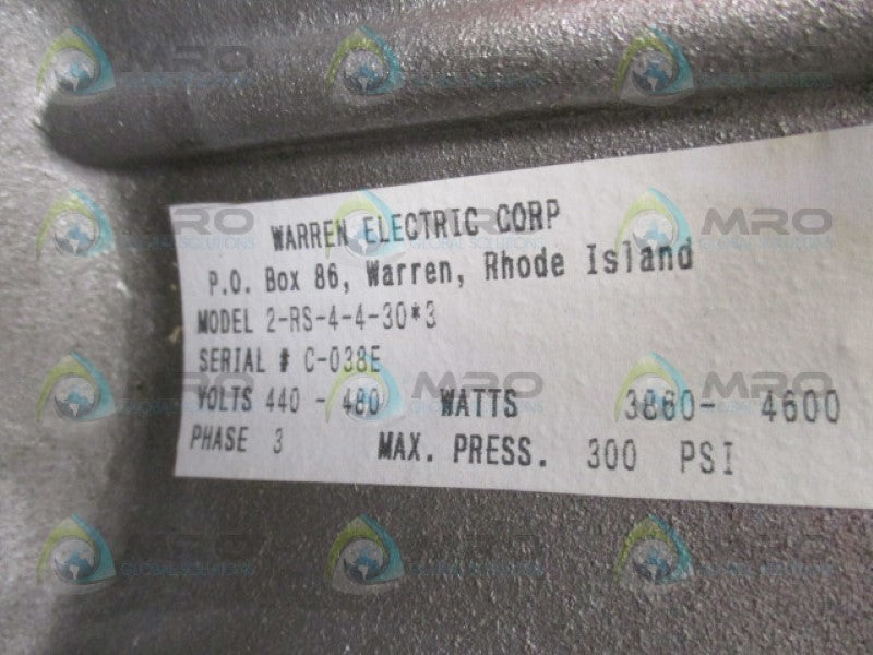 WARREN ELECTRIC 2-RS-4-4-303 480V 386-4600W 300PSI  NSMP