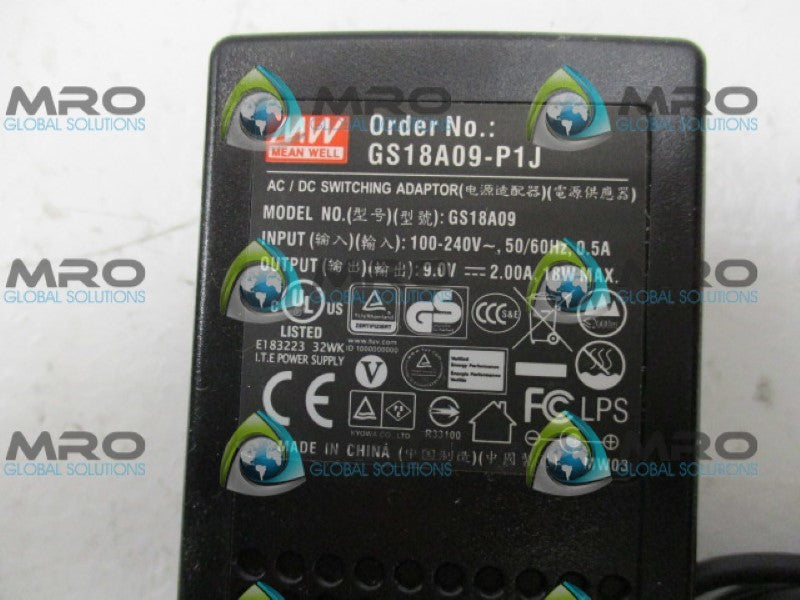 MEANWELL GS18A09-P1J AC/DC SWITCHING ADAPTOR *NEW NO BOX*